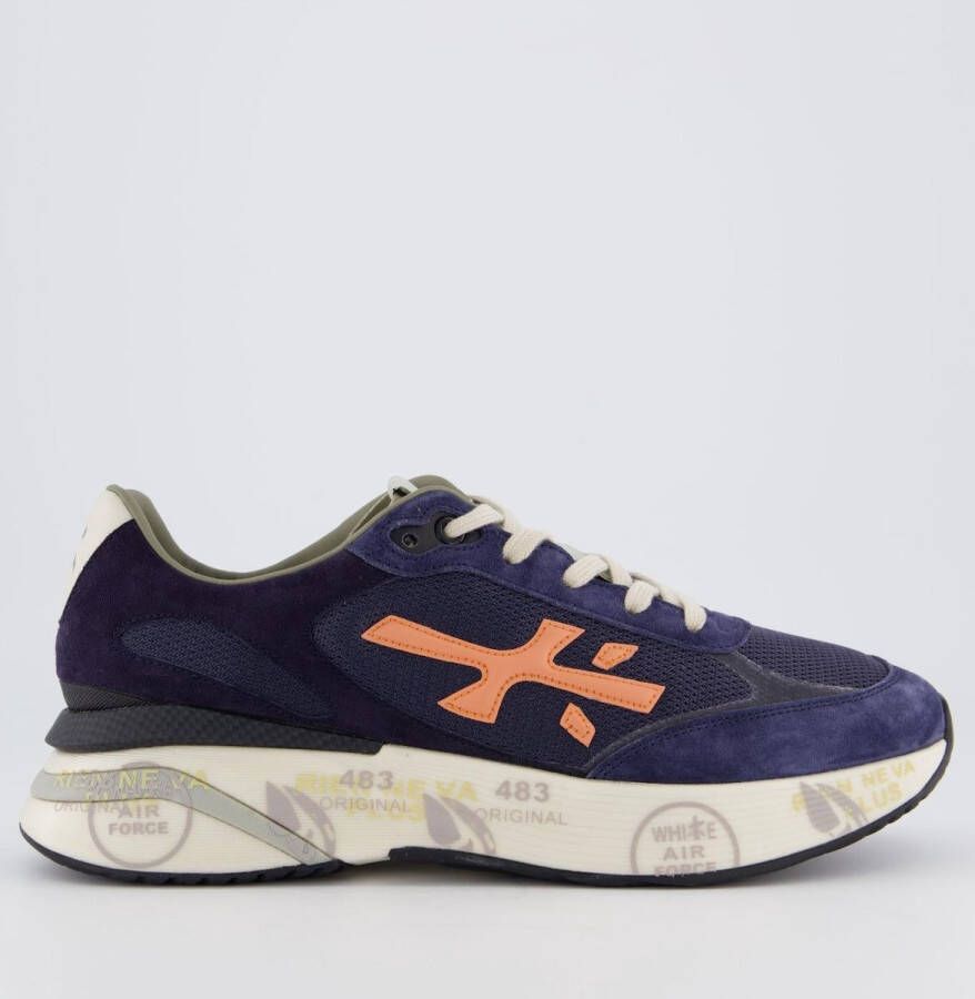 Premiata Navy Blauwe Sneakers met Oranje Details Blue Heren - Foto 1