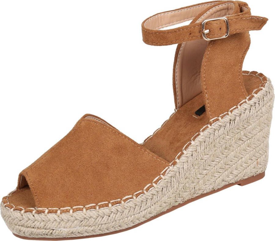 PRODUKT Caramel contour espadrilles met stroafwerking van VICES