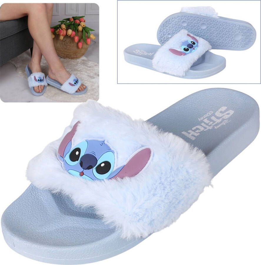 PRODUKT DISNEY Stitch Blauwe meisjespantoffels slippers met bont