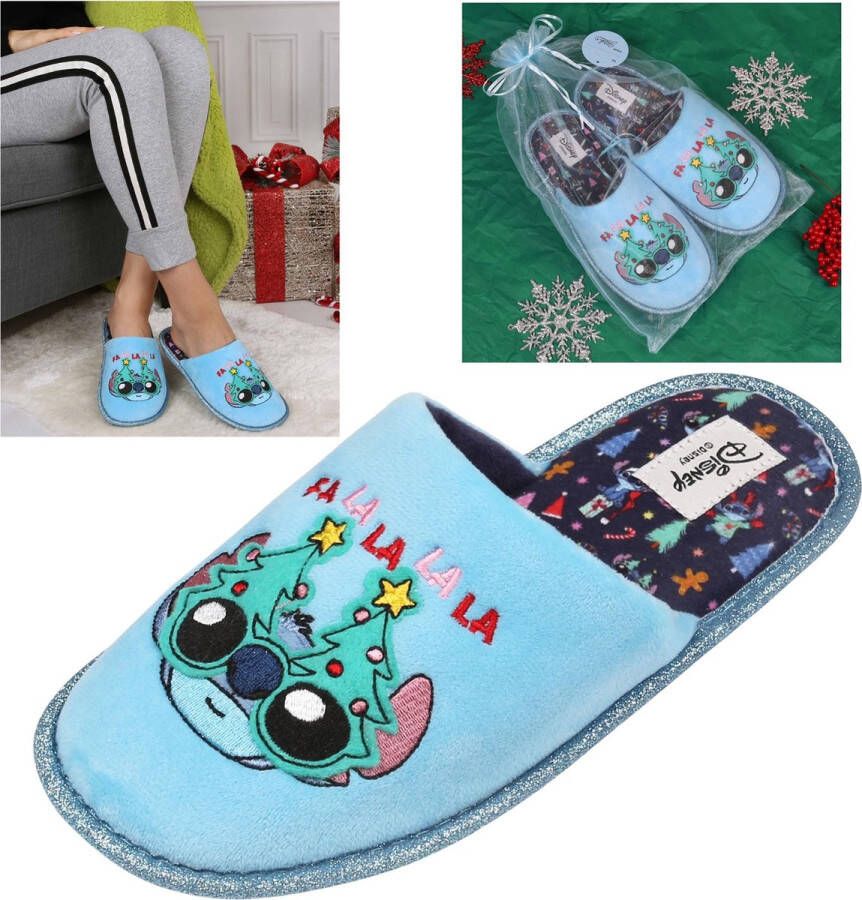 PRODUKT DISNEY Stitch Damessloffen voor Kerst Damessloffen + Decoratieve Tas