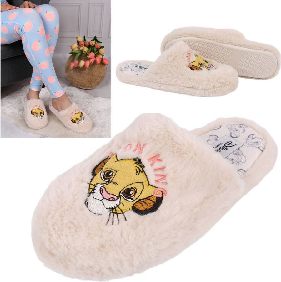 PRODUKT DISNEY The Lion King Damessloffen beige pantoffels harige huisschoenen