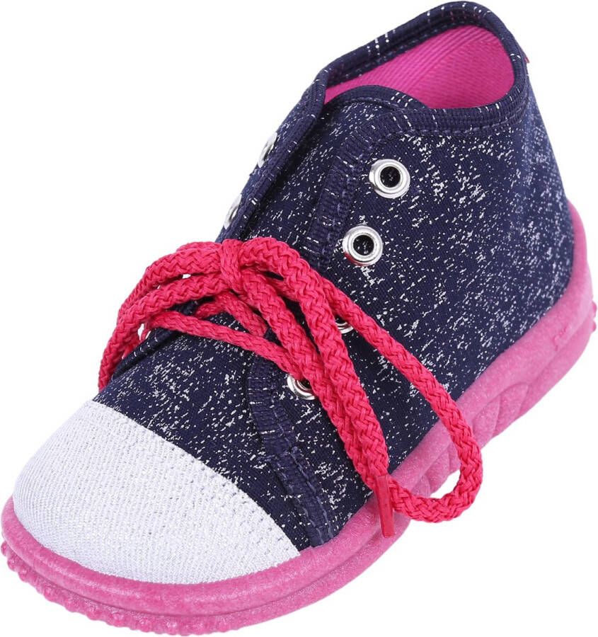 PRODUKT Donkerblauw-zilveren sneakers pantoffels LEMIGO