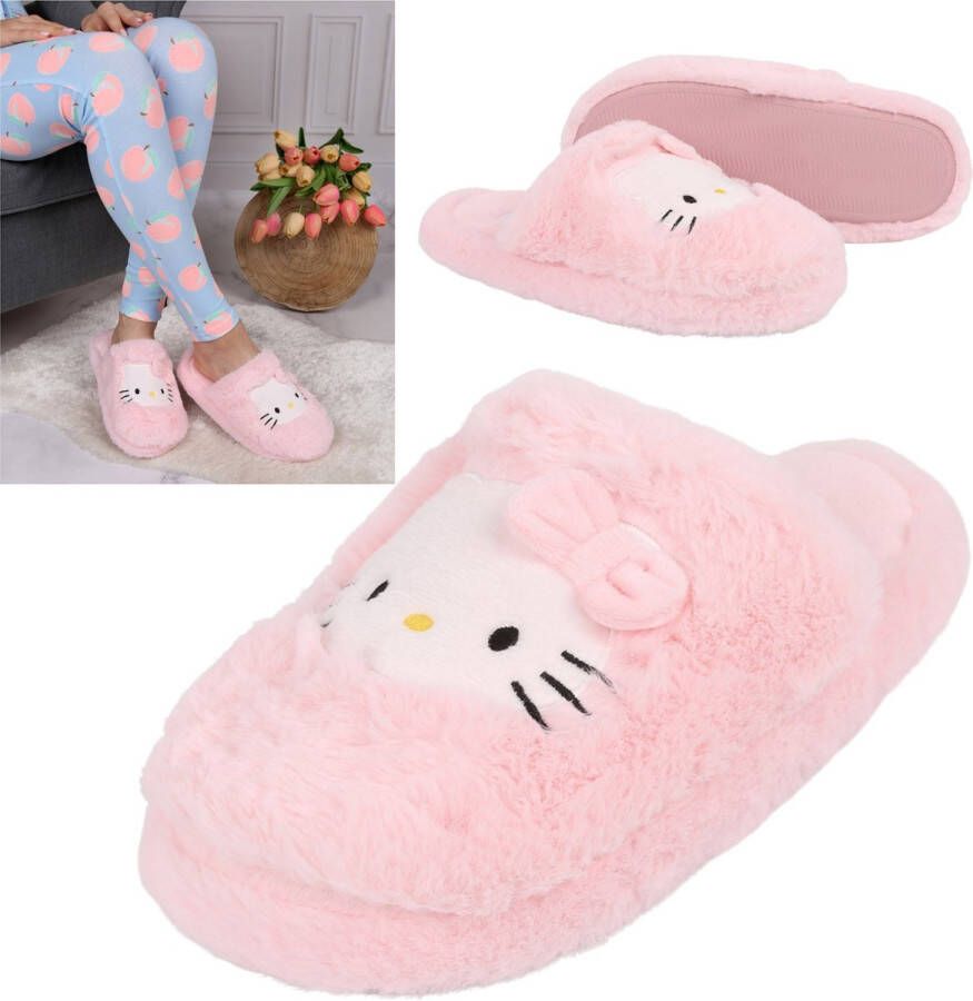 PRODUKT Hello Kitty Damessloffen roze pantoffels harige huisschoenen