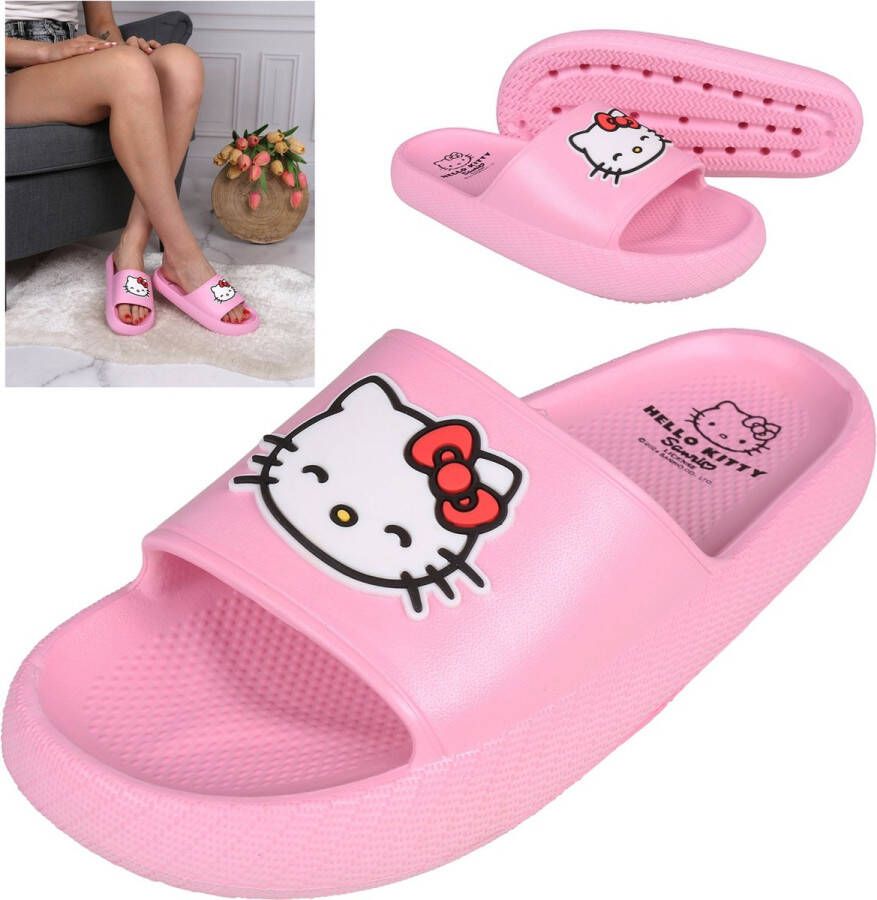 PRODUKT Hello Kitty Roze damesslippers met dikke zool schuimrubberen slippers lichtgewicht