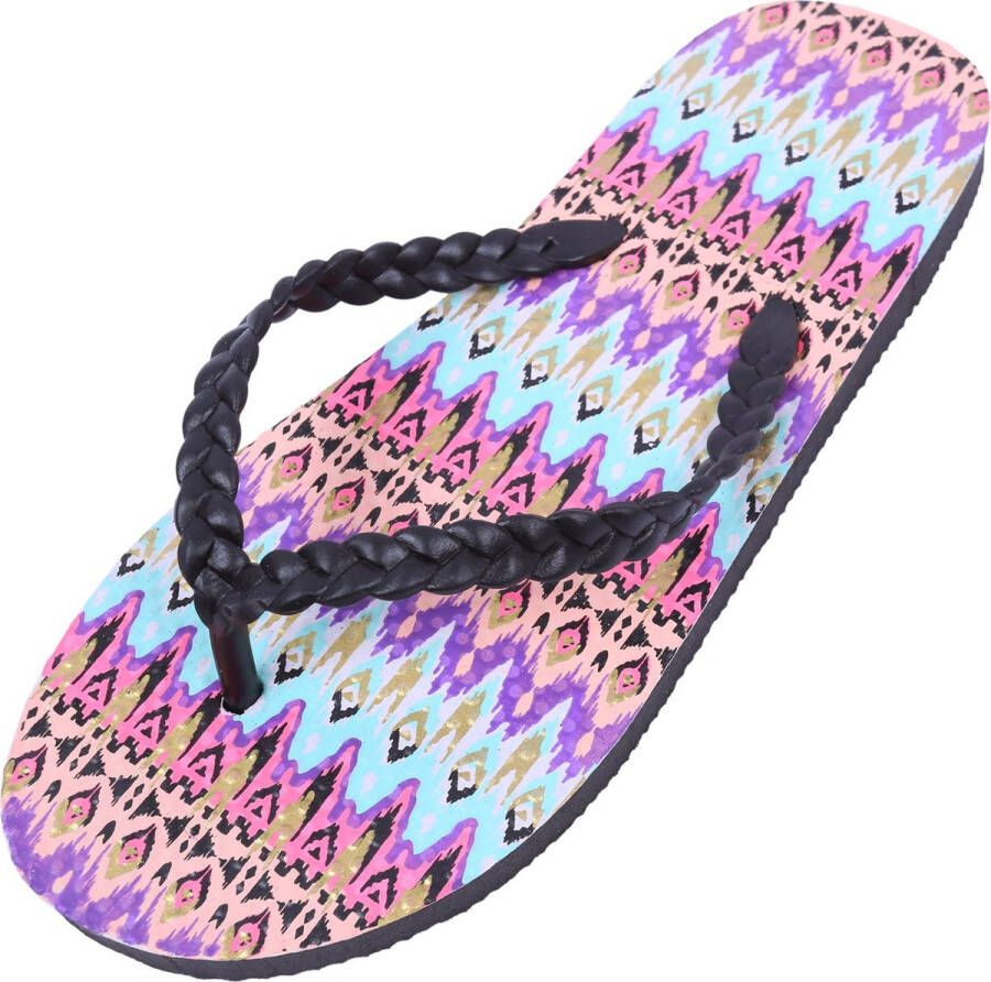 PRODUKT Kleurrijke teenslippers met etnisch patroon 37-38