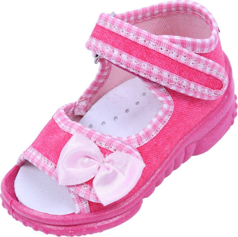 PRODUKT LEMIGO Roze klittenbandsandalen met strik