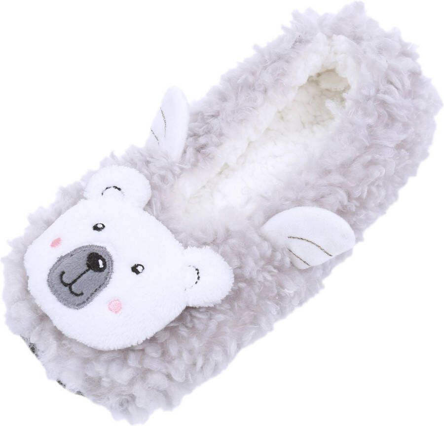 PRODUKT Lichtgrijze pantoffels teddybeer met vleugeltjes