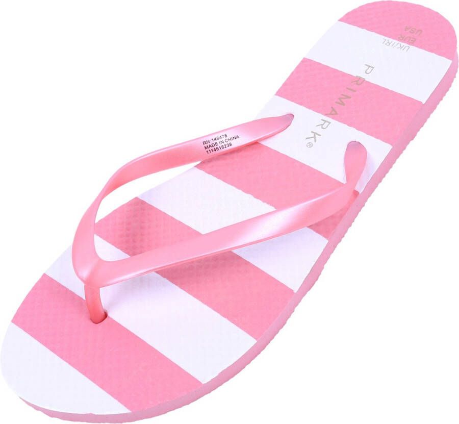 Produkt Roze-wit gestreepte teenslippers 40