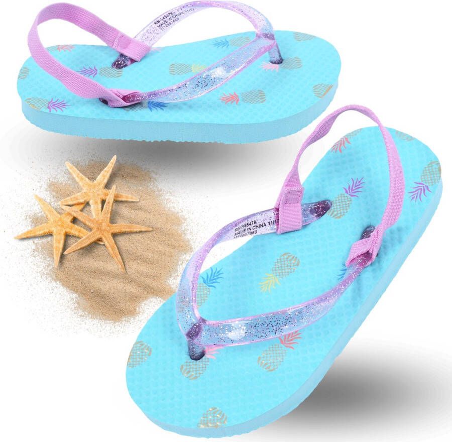 PRODUKT Turquoise teenslippers met ananas