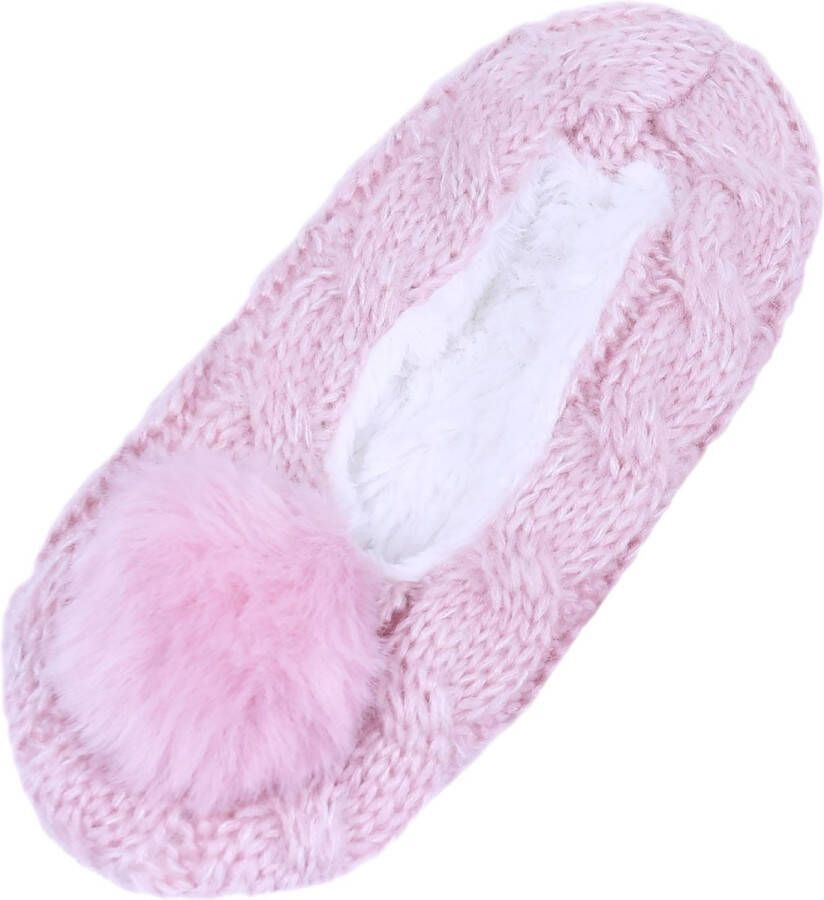 PRODUKT Warme roze pantoffels met pompon