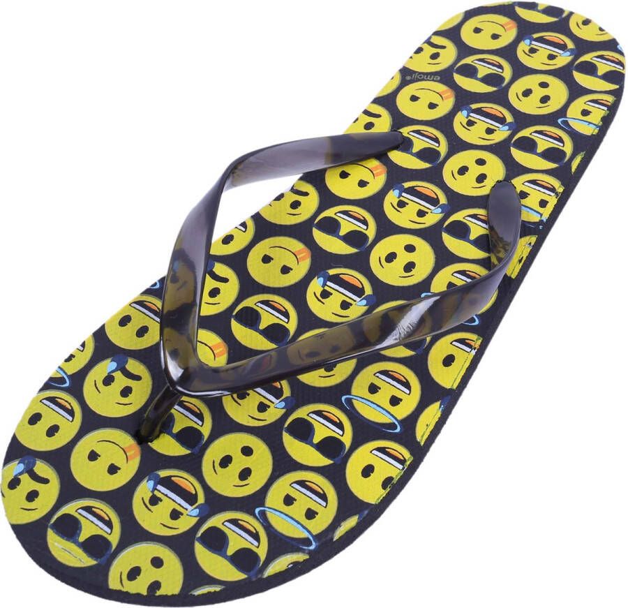 PRODUKT Zwart-gele flip-flops met emoji's zwarte bandjes