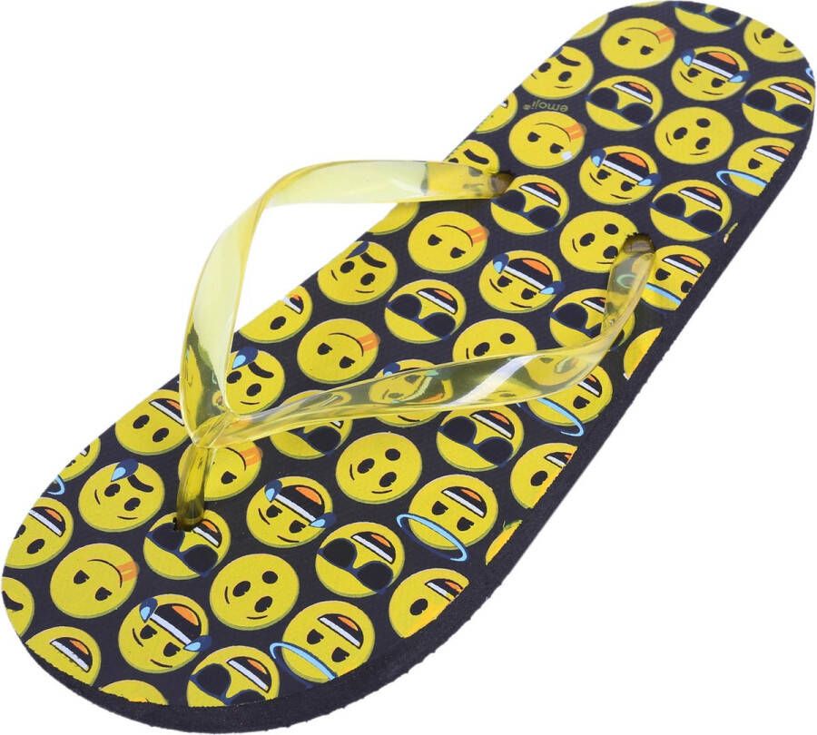 PRODUKT Zwart-gele teenslippers met emoji's