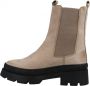 PS Poelman Dames NORA Suedè Nubuck Leren Chelsea Laarzen Instappers met Elastiek Beige Taupe - Thumbnail 1