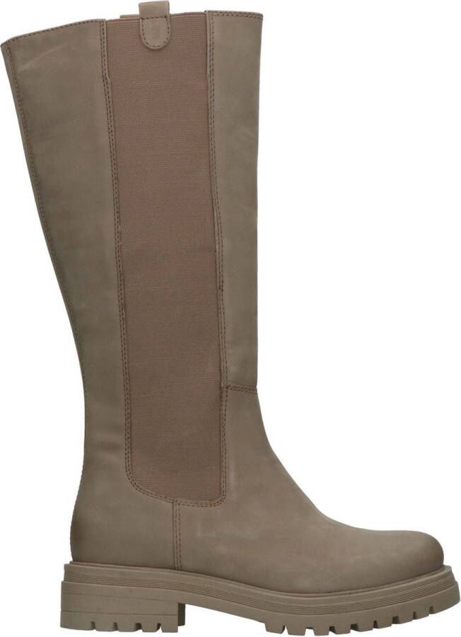 Poelman Beige leren kniehoge laars Beige Dames