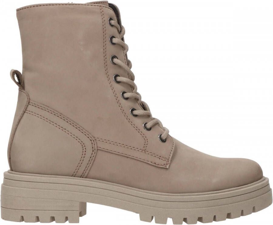 Poelman Beige Leren Veterschoenen Beige Dames