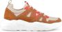 PS Poelman Year Dames Leren Chunky Runner Sneaker van Mesh en Suéde Bruin Beige Rood - Thumbnail 2