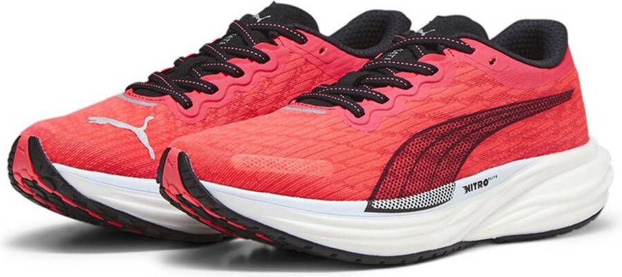 Puma deviate nitro 2 hardloopschoenen rood zwart dames