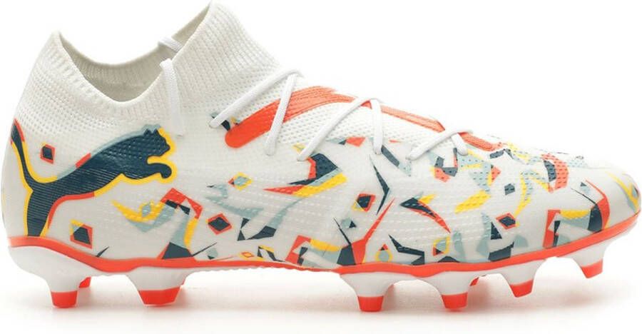 PUMA Future 7 Match Neymar Jr. Gras Kunstgras Voetbalschoenen (MG) Wit Oranje Multicolor