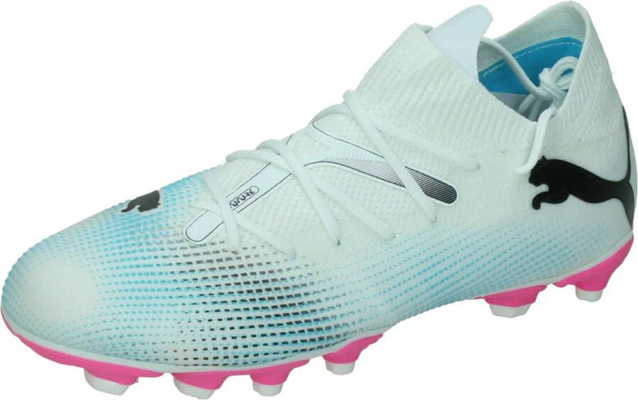 Puma Future 7 Match FG AG Junior voetbalschoenen wit zwart fuchsia Imitatieleer 28 - Foto 2