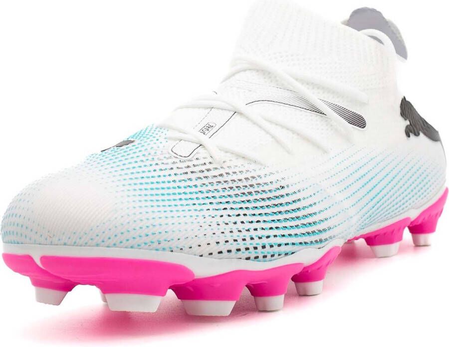 Puma Future 7 Match FG AG Junior voetbalschoenen wit zwart fuchsia Imitatieleer 28 - Foto 7