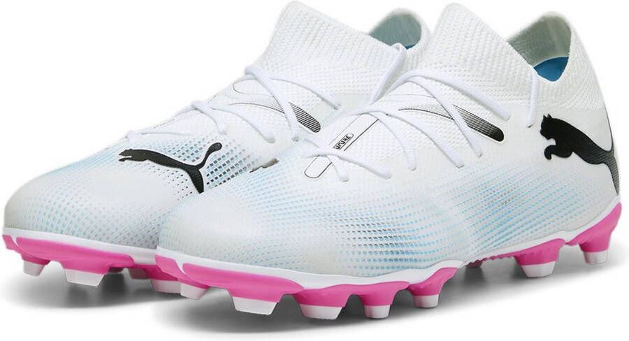 Puma Future 7 Match FG AG Junior voetbalschoenen wit zwart fuchsia Imitatieleer 28 - Foto 6