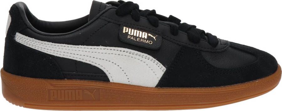 Puma Palermo Lth Black Feather Gray Gum Zwart Leer Lage sneakers Unisex