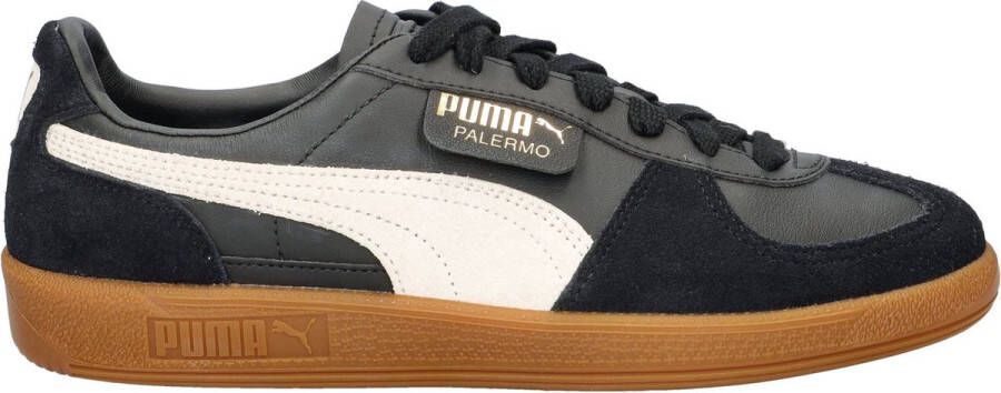 Puma Palermo Lth Black Feather Gray Gum Zwart Leer Lage sneakers Unisex