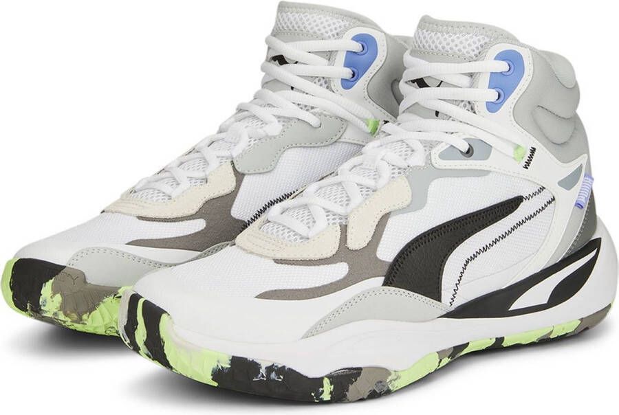 PUMA Playmaker Pro Mid Basketbal Schoenen White Platinum Unisex