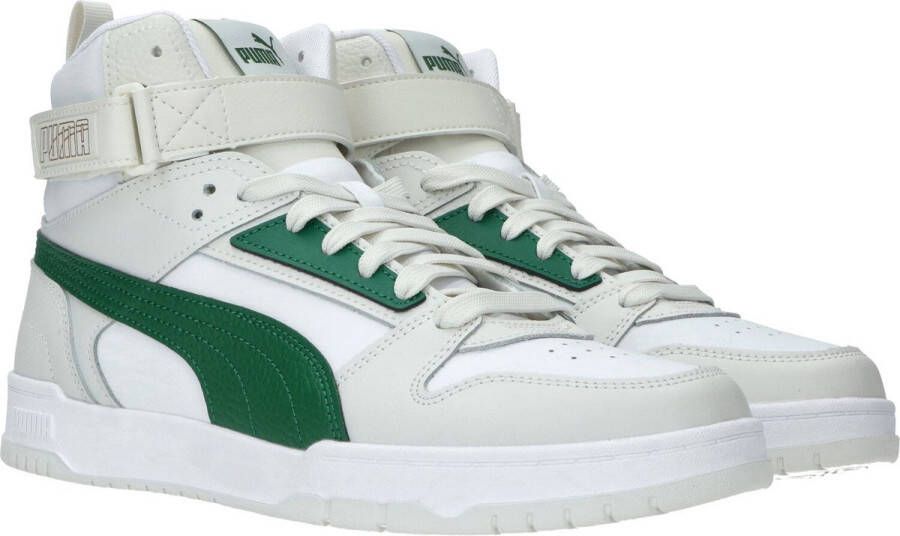 PUMA RBD Game Halfhoge Sneaker Mannen Wit groen beige