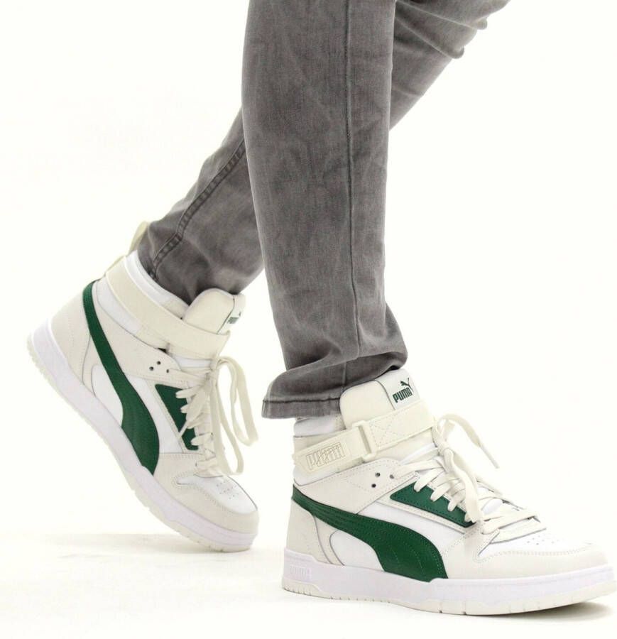 PUMA RBD Game Halfhoge Sneaker Mannen Wit groen beige