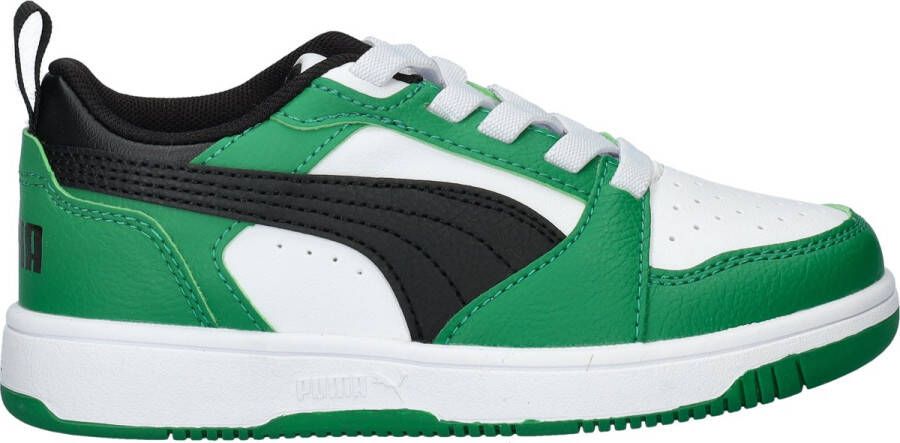 Puma Rebound V6 Lo sneakers wit zwart groen Jongens Meisjes Imitatieleer 35 - Foto 2