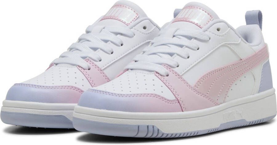 PUMA Rebound V6 Lo Blurry Dreams Jr Meisjes Sneakers White-Rose Mauve-Cool Weather