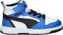 Puma Rebound V6 Mid sneakers wit zwart blauw Jongens Meisjes Imitatieleer 28 - Thumbnail 2