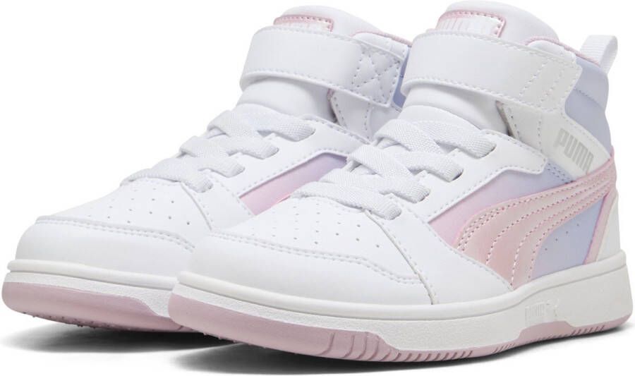 PUMA Rebound V6 Mid Blurry Dreams AC+ PS Meisjes Sneakers White-Rose Mauve-Cool Weather