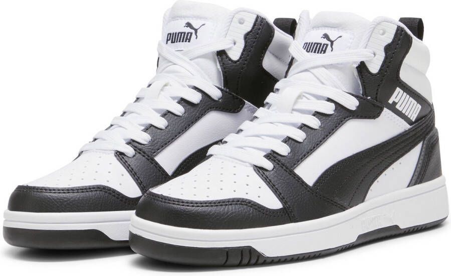 PUMA Rebound V6 Mid Jr Unisex Sneakers White- Black-Shadow Gray