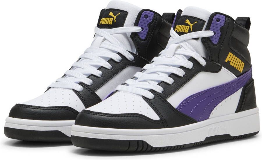 PUMA Rebound V6 Mid Jr Unisex Sneakers White-Team Violet- Black