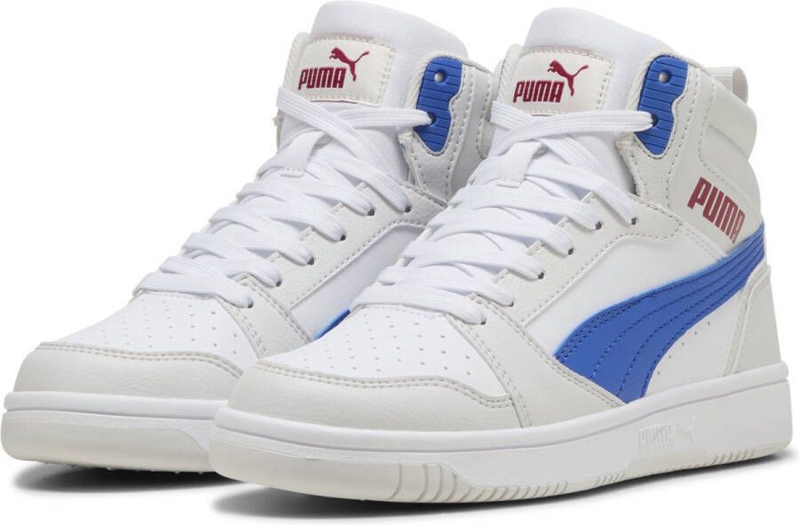 PUMA Rebound V6 Mid Jr Unisex Sneakers White-Vivid Blue-Feather Gray