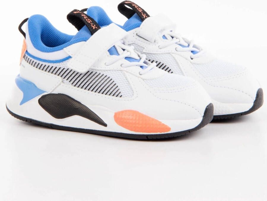 Puma RS-X sneakers wit lichtblauw oranje Jongens Meisjes Mesh Meerkleurig 22