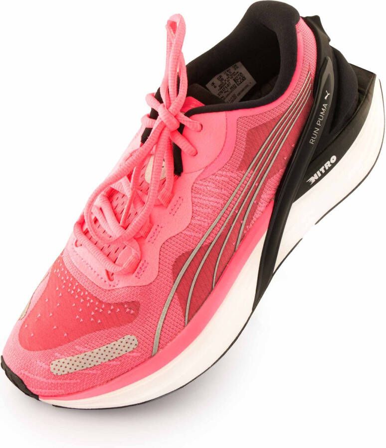 PUMA XX Nitro Hardloopschoenen Sunset Glow Black Metallic Silver Dames