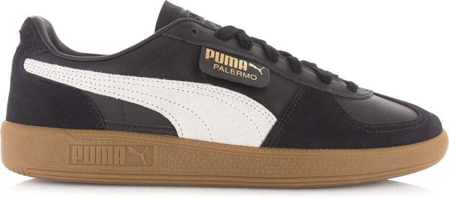 Puma Palermo Lth Black Feather Gray Gum Zwart Leer Lage sneakers Unisex