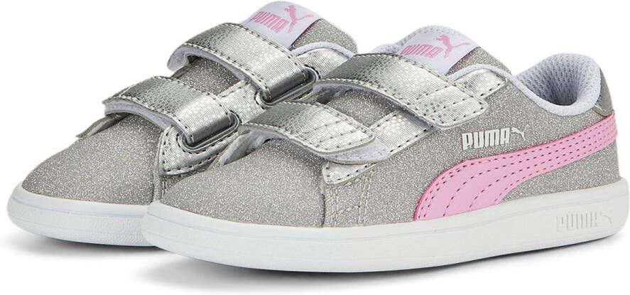 PUMA Smash v2 Glitz GlamV PS Glitter kinder schoen sneaker klittenband zilver