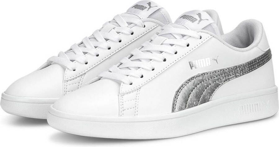 PUMA Smash V2 Metall Junior Hardloopschoenen White Glac Kinderen