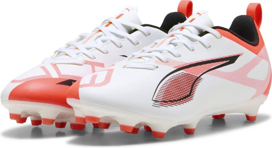 PUMA ULTRA 5 PLAY FG AG Jr Unisex Sportschoenen White- Black-Glowing Red