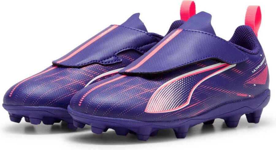 PUMA Ultra 5 Play FG AG Junior Velcro Football Boots Purple White J13