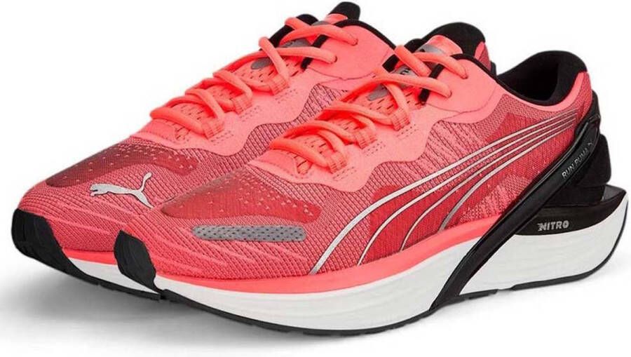 PUMA XX Nitro Hardloopschoenen Sunset Glow Black Metallic Silver Dames