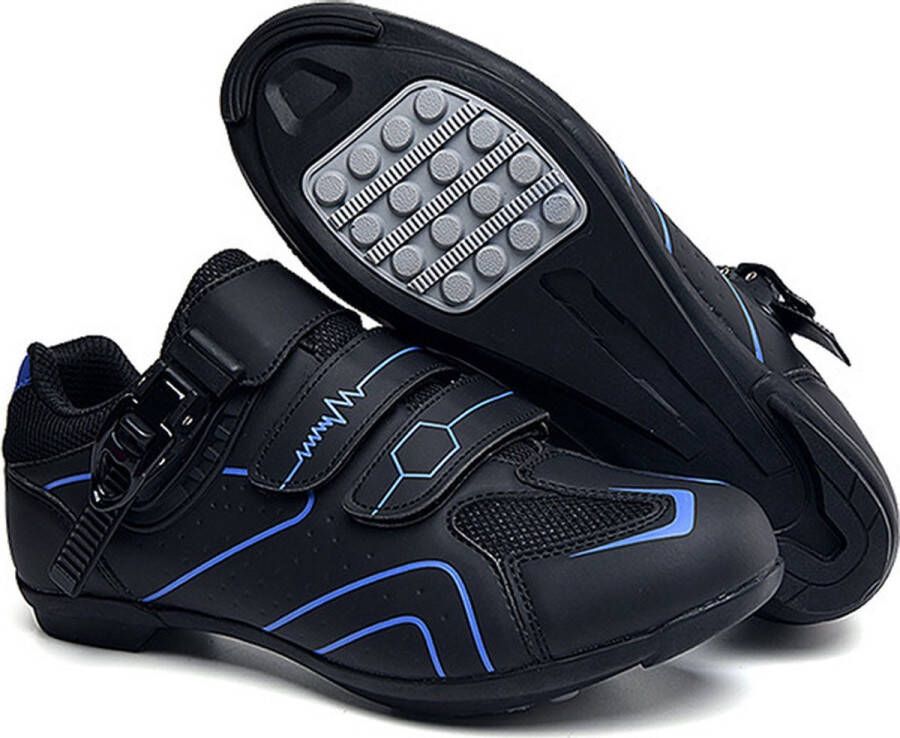 RAMBUX Fietsschoenen MTB Schoenen & Zwart Blauw Platte Zool Wielrenschoenen Klikschoenen Mountainbike Racefiets