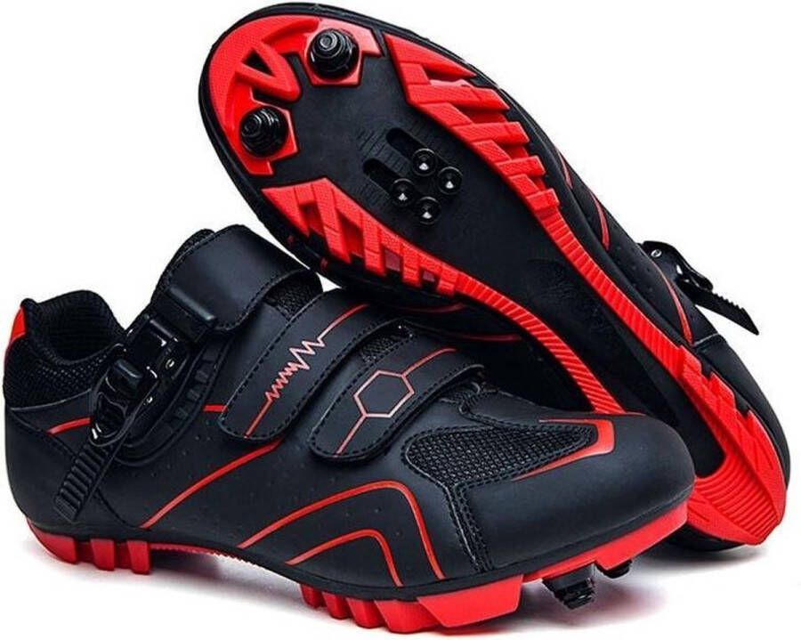 RAMBUX Fietsschoenen MTB Schoenen & Zwart Rood SPD Zool Wielrenschoenen Klikschoenen Mountainbike Racefiets