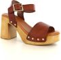 Red Rag Stijlvolle Cognac Leren Sandalen Brown Dames - Thumbnail 9