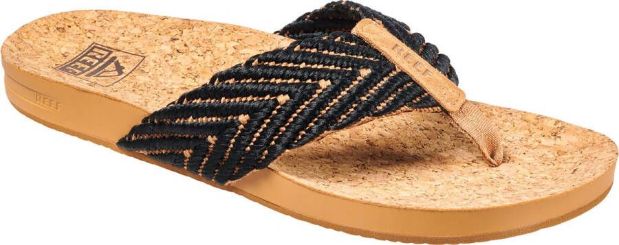 Reef Cushion Strand Dames Slippers Black Natural