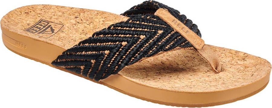 Reef Cushion Strand Dames Slippers Black Natural